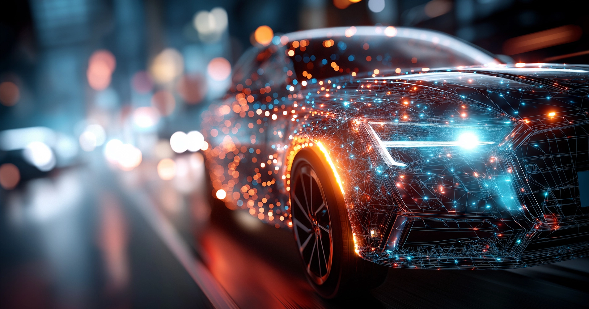 high-tech car with power nodes