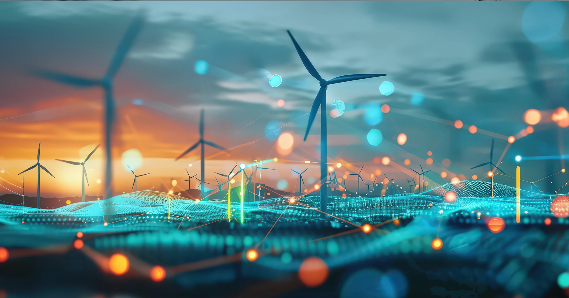landscape of windmills and power node graphics